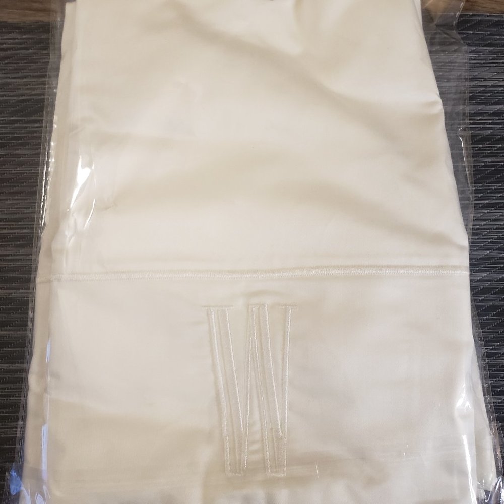 WHITE KING SIZE HAND EMBROIDERED WITH THE LETTER "W" PILLOWCASES 2 PIECE SET